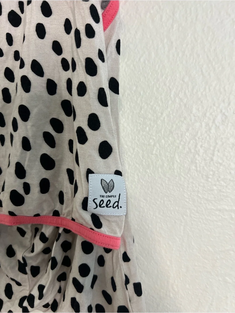 The Simple Seed Polka Dot Baby Romper in Cream and Pink size 3-6 months